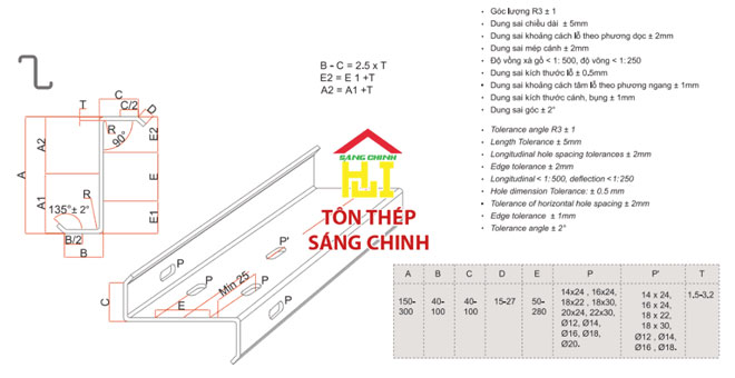 quy cách thép hình chữ z